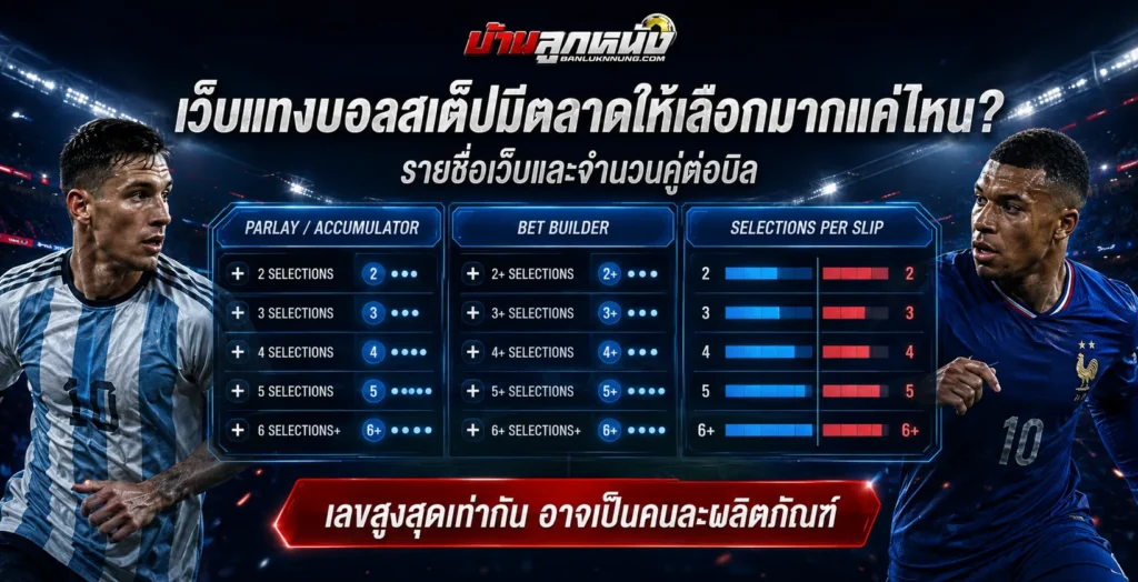 เว็บแทงบอลสเต็ปมีตลาดให้เลือกมากแค่ไหน รายชื่อเว็บและจำนวนคู่ต่อบิล